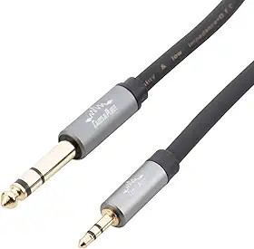 Cabo P2 Stereo 3.5mm para P10 Stereo 6.35mm TRS fio para fone de ouvido headphone Cabos & Plugs (preto, 3m)
