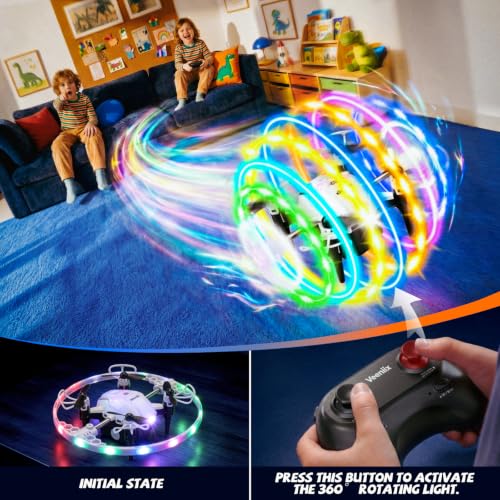 Image of Veeniix Drone for Kids 360 RGB Rotation RC Quadcopter Altitude Hold