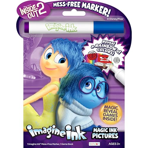 Bendon Disney Pixar Inside Out 2 Imagine Ink Magic Ink Pictures - 16 Page Mess-Free Coloring and Activity Book with Marker - Ages 3+