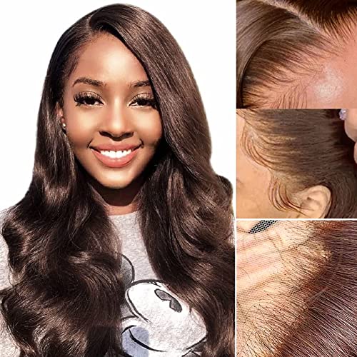 Brown Lace Front Wigs Human Hair 13x4 Hd Lace Front Wigs Human Hair Wigs for Black Women 150 Density Pre Plucked Human Hair Chestnut Brown Human Hair Wigs 4# Chocolate Body Wave Lace Frontal Wig