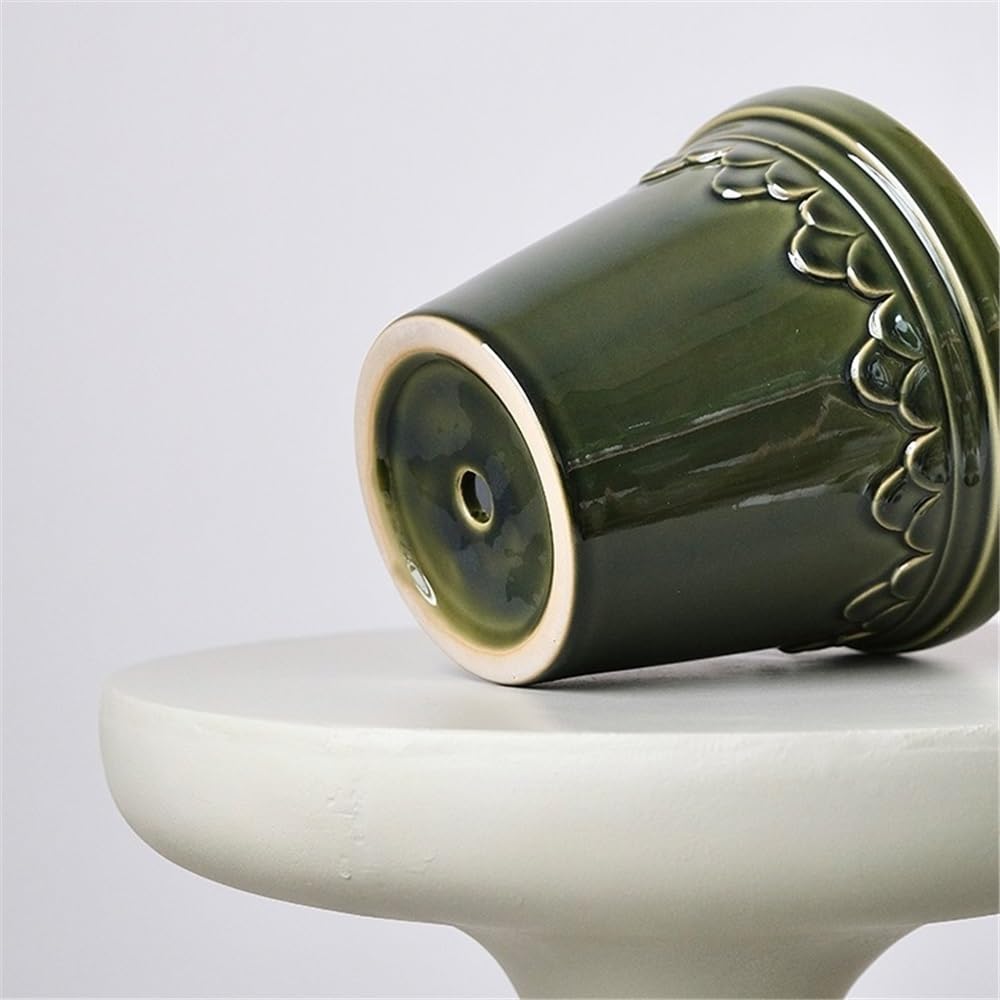 Doniczki na Rośliny Salon Biurko Europejski styl Luksusowa szkliwiona doniczka Ceramiczna zielona Doniczka(Green)