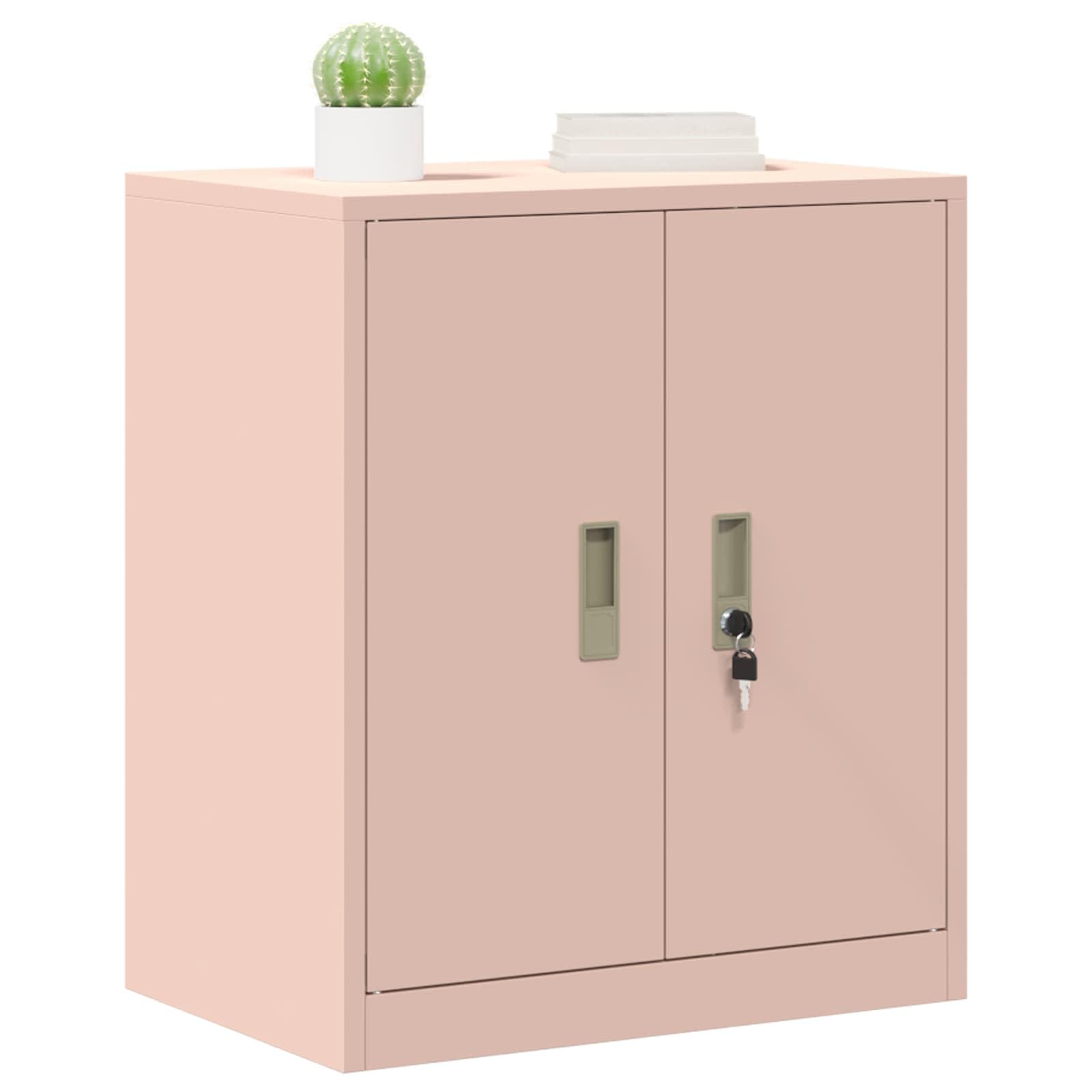 vidaXL Armario de Almacenamiento Rosa 60 x 40 x 70 cm Acero, Armario de Acero Rectangular para Oficina Moderna, con Cerradura, Amplio Espacio y diseño Industrial