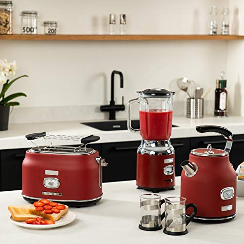 Image of Westinghouse 1.7L 2200W Retro Series Electric Kettle | Fast Boil, Water Boiler For Hot Drinks, Quiet Boil & Detachable Filter | Temperature & Water Level Indicator | 2 Years Warranty (Red)