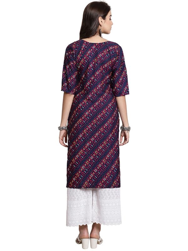 Image of 7Threads Kurti for Women || Printed Short Round Kurta for Women || Fancy Kurti || Formal Office Wear Kurtis for Women || Stitched Kurti