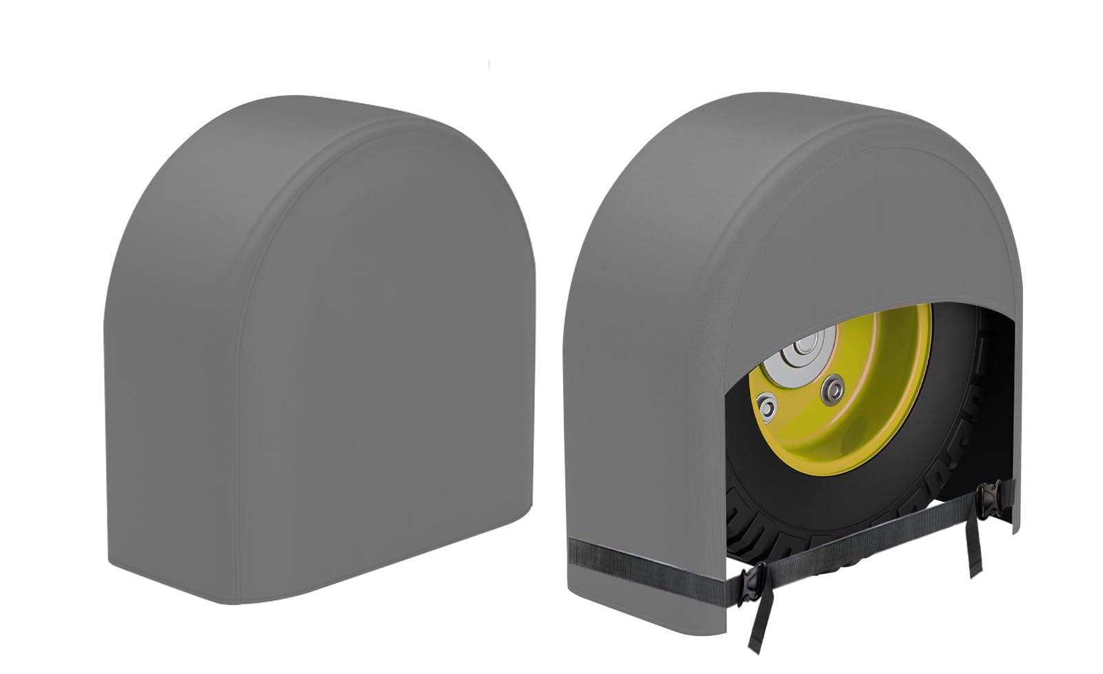 K-Musculo RV Tire Covers 2-Pack, Waterproof Wheel Covers for RV Wheel Travel Trailer Camper Truck SUV, Fit 24-26 Inch Tire Diameter (Gray)