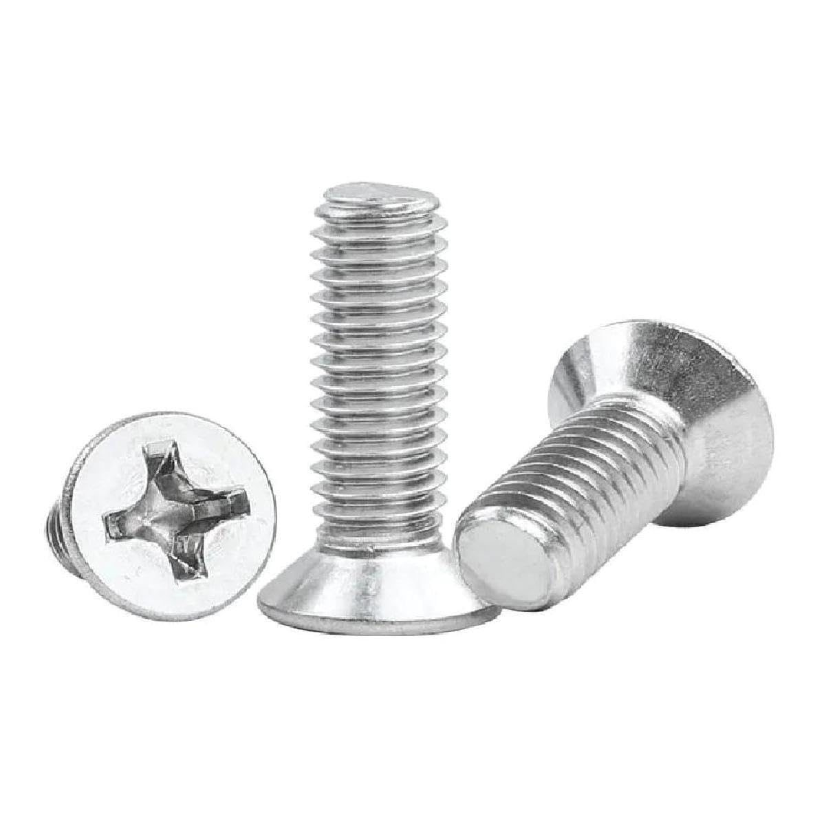 50 Pz Phillips Vite a Testa Svasata Piatta M1 M1.2 M1.4 M1.6 M2 M2.5 M3 M3.5 M4 M5 M6 Bullone a Croce in Acciaio Inox, 50 pezzi, M5x35mm