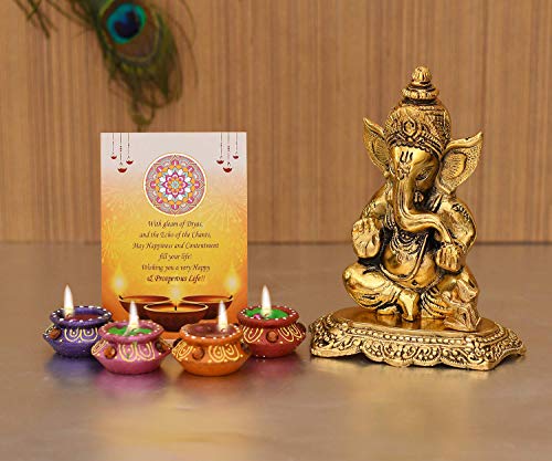 Collectible India Metal Lord Ganesh Idol Ganesha Ganpati Religious...
