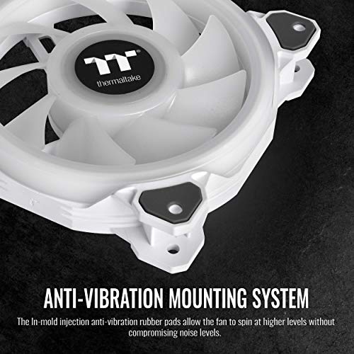 Image of Thermaltake Riing Quad 120mm 16.8 Million RGB (Alexa /Razer Chroma) Software Enabled, 4 Light Rings 54 LED, 9 Blades Hydraulic Bearing, White Case /Rad Fan (NO Controller), Single Pack, CL-F100-PL12SW-C