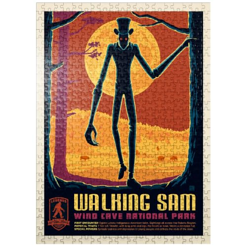 MyPuzzle Legends of The National Parks: Wind Cave's Walking Sam, Vintage Poster - Premium 500 Piece Jigsaw Puzzle for Adults