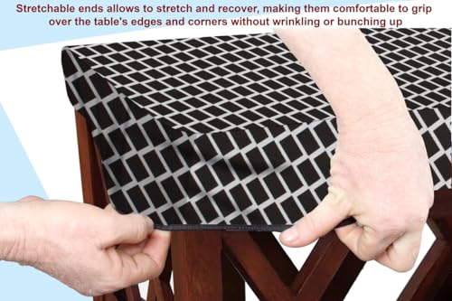 Image of The Furnishing Tree Elastic Rectangular Center Tpoy Table Cover WxL 24x48 in Inches Polyester Check Grey