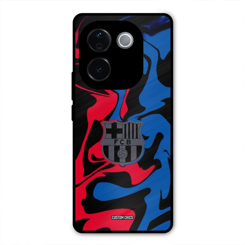 Image of PrintShield FC Barcelona Comic Back Cover for iQOO Z9s Pro, Shockproof Printed Phone Case with Soft TPU Sides & Anti-Slip Grip
