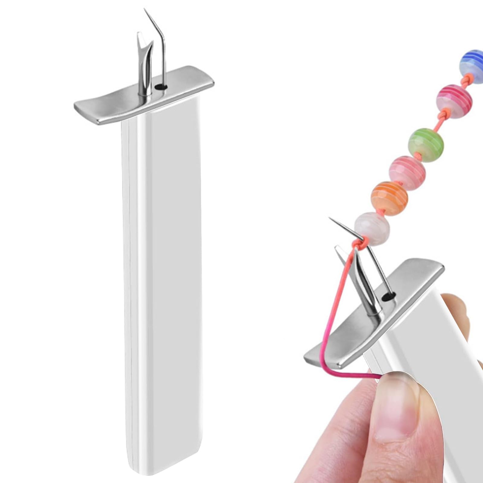 Whispern Cloud Bead Knotting Tool, White ABS Plastic & Alloy String Knotter for Jewelry Making, Professional Beading Tool for Pearls Bracelets Necklaces DIY Crafts