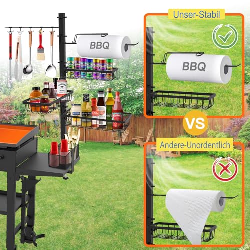Grill-Caddy für Blackstone Grill zubehör, Grillzubehör mit Papierhandtuchhalter, Outdoor-Küchenzubehör für Camper, Grillzubehör, Organizer, Geschenke Geburtstagsgeschenk für Männer Papa 2
