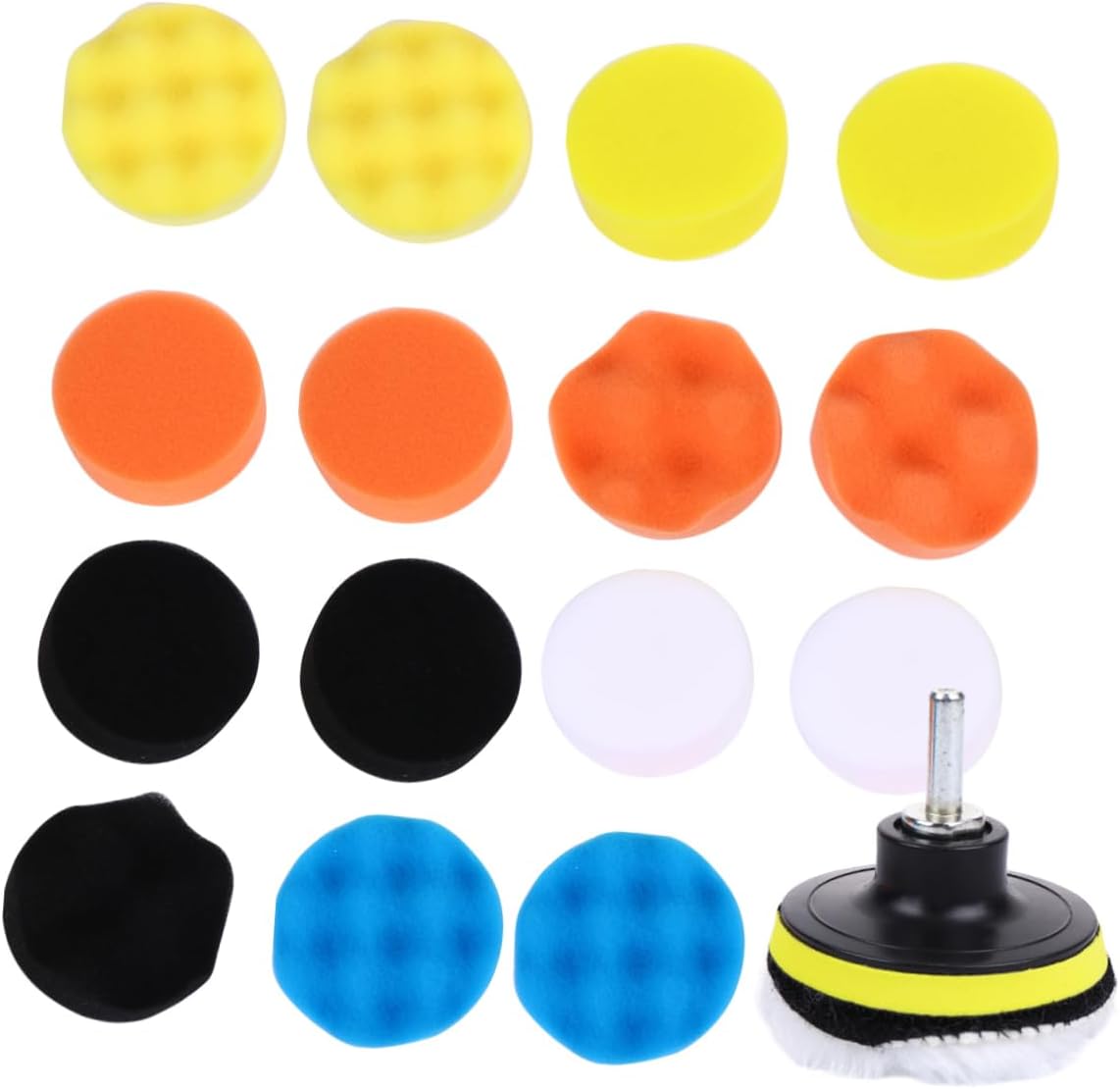 OUNONA 22pcs Car Polishing Sponge Kits Set for Car Waxing Polishing Pads Drill Attachment for Auto Detailing