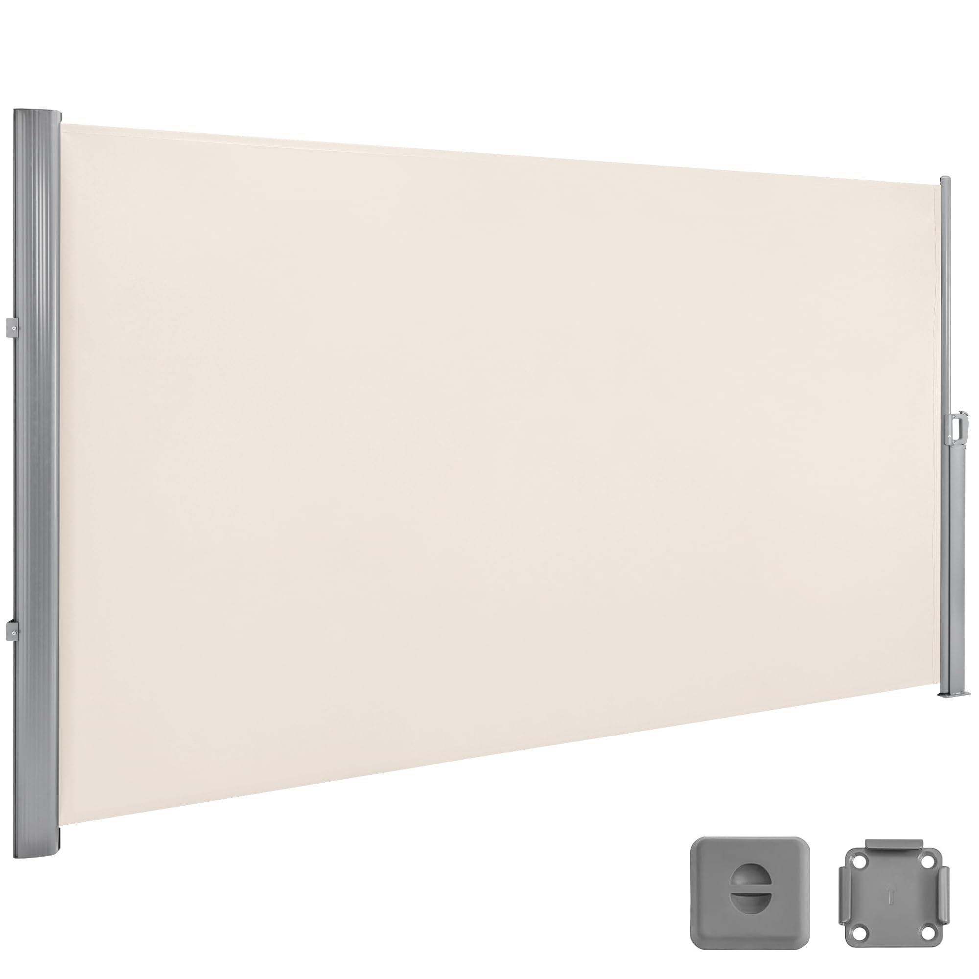 MCombo 78"x138" Aluminum Patio Retractable Side Awning, Fully Assembled Waterproof Sunshade Privacy Screen for Garden, Balcony and Pools, 4744 (Beige,