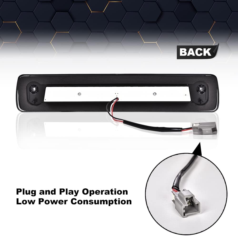 PIT66 3rd Brake Light, Compatible with 2015-2018 Colorado/Canyon I Type Led Bar High Mount Stop Light Rear Tail Cargo Lamps White Cover Black Housing