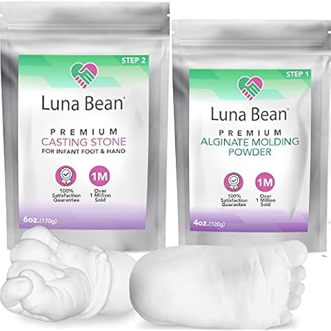 Luna Bean Baby Alginate Molding Powder Replacement - Refill for Baby Hand & Feet Casting Kit - (Step 1 & 2) - for Baby Keepsake Items, Gifts, & Family Activities - Create-a-Mold Cover
