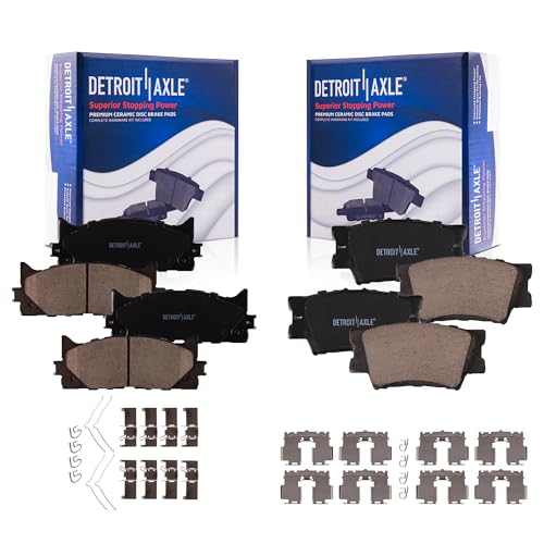 Image of Detroit Axle - Brake Pads for Toyota Camry Avalon Lexus ES350 ES300h, 4pc Front & Rear Ceramic Brake Pads Set Replacement