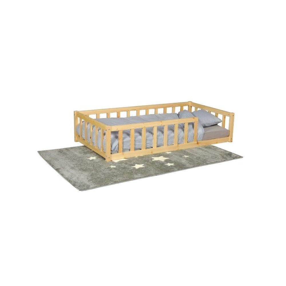 WEBER INDUSTRIES Lit 80x160 Nino+ 1 sommier + barrière/Bois Clair