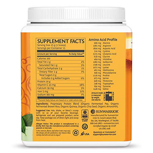 Sunwarrior Vegan Organic Protein Powder Plant-Based | 5 Superfood Quinoa Chia Seed Soy Free Dairy Free Gluten Free Synthetic Free Non-GMO | Unflavored 15 Servings | Classic Plus - Image 3