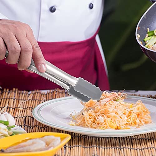 4 Pieces Mini Tongs with Silicone Tips Stainless Steel Mini Serving Tongs for Food Sugar Ice Salad Buffet