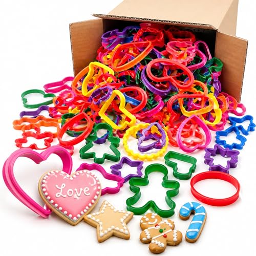 108PCS Shape Cookie Cutters Bulk Big Plastic Baking Cookie Cutters Variety Pack for All Purpose Alphabet Numbers Animals Hearts and Other Shapes for Baking Bento Box Bakeware Holiday Birthday Party