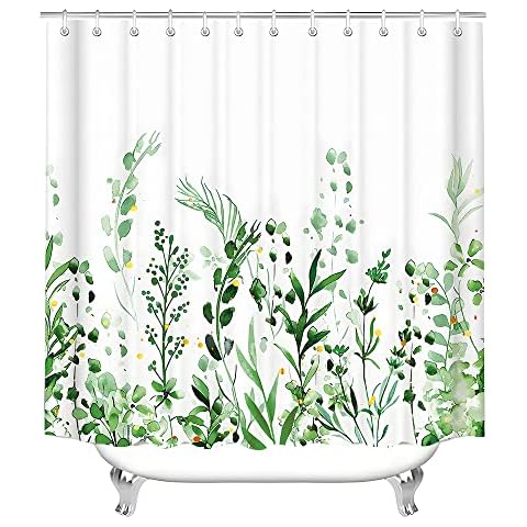 Lerores Duschvorhang 180x200 Antischimmel Textil Shower Curtains, Blumen Wasserdicht Cover