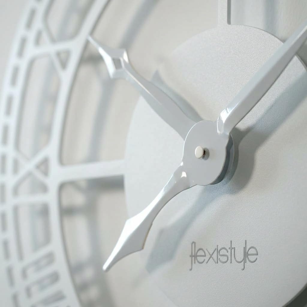 FLEXISTYLE Reloj de Pared Grande Vintage Retro XXL 80 cm diámetro Metal Industrial Negro Blanco Dorado (Blanco)
