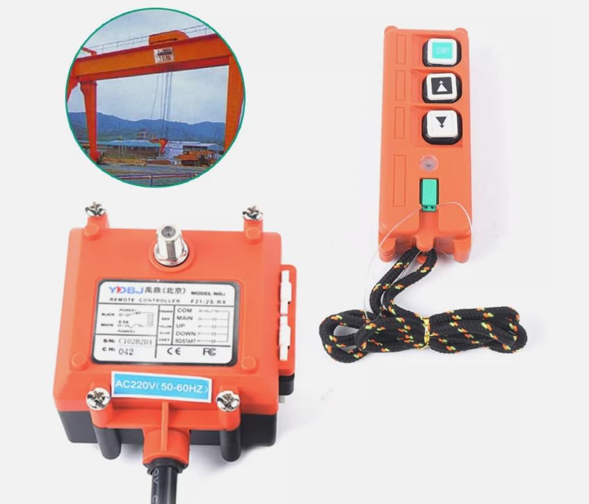Télécommande sans fil Interrupteur à bouton-poussoir Télécommande industrielle Hoist Palan à corde orange pour élévateurs électriques, engins de chantier 21 x 18 x 8 cm