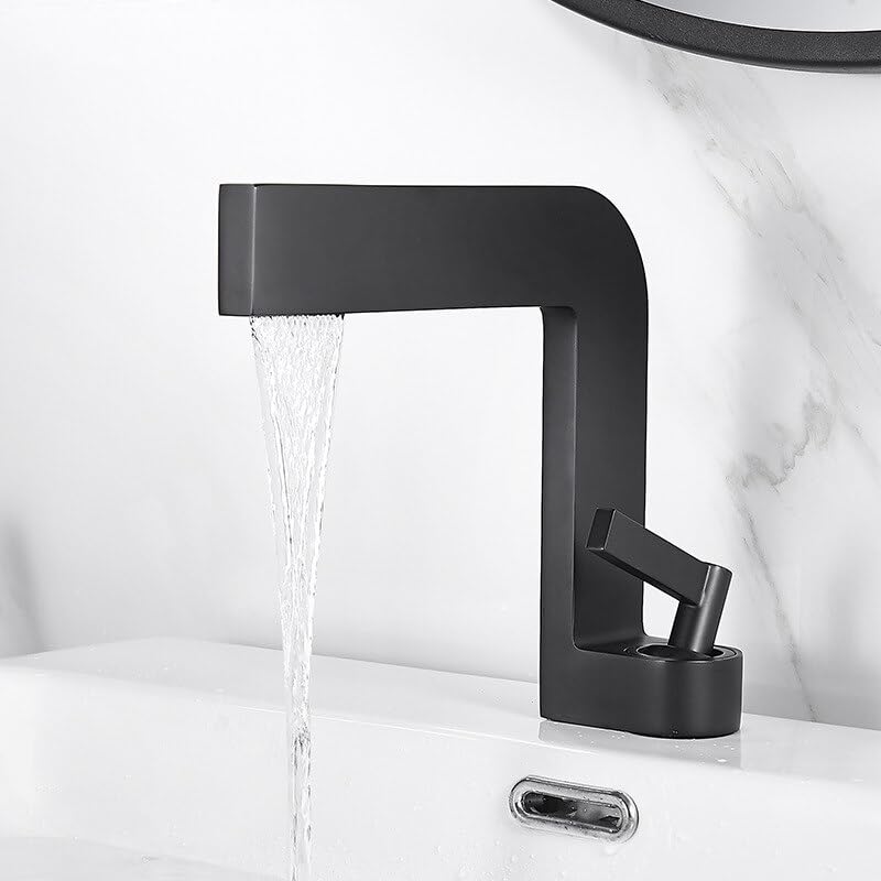 Mitigeur monotrou eau chaude froide noir pour lavabo salle de bain moderne