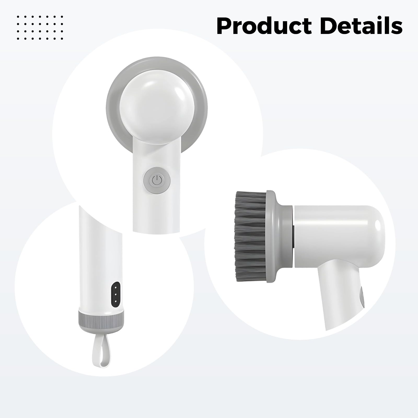 Cepillo de limpieza eléctrico, depurador eléctrico de doble velocidad con múltiples cabezales de cepillo, depurador eléctrico de mano, carga tipo C, IPX6 impermeable, para cocina, baño, fregadero