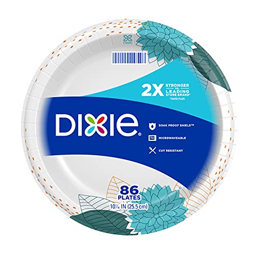 Dixie Paper Plates, 10 1/16 Inch, Dinner Size Printed Disposable Plate, 86 Count (Pack Of 1) #TOP13