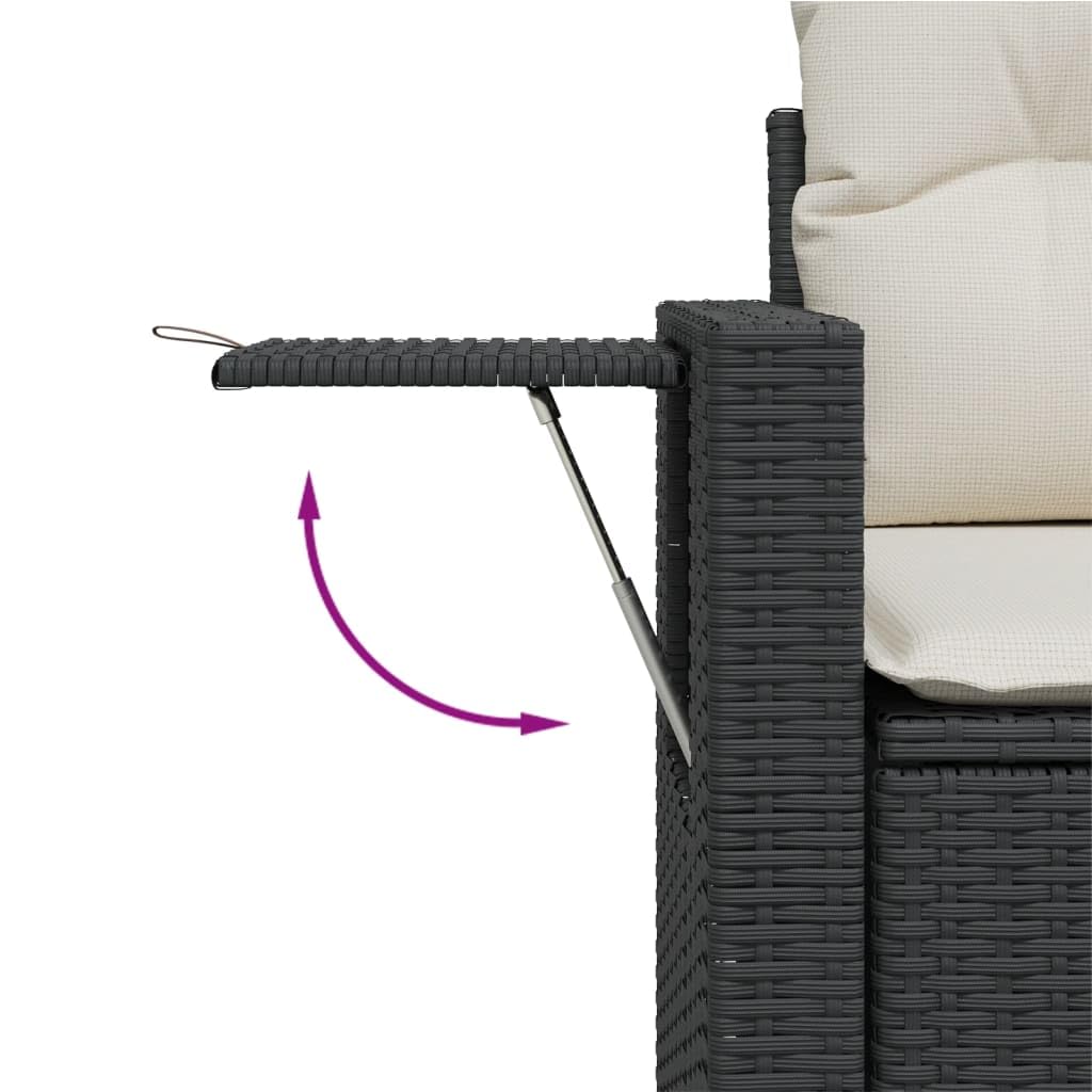 vidaXL Salon de Jardin avec Coussins 11 pcs, Canapés de Terrasse, Ensemble de Meubles de Patio, Mobilier d'Extérieur, Noir Résine Tressée