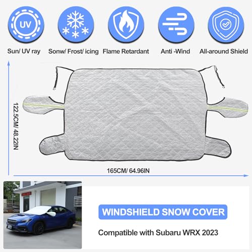 Image of Windshield Snow Cover Compatible with Subaru WRX 2012-2024, Car Snow Cover, Front Windshield Sunshade, Exterior Windscreen Sun Shade, UV-Rays Sun Ice Snow Frost Protector, 4-Layer Windshield Cover