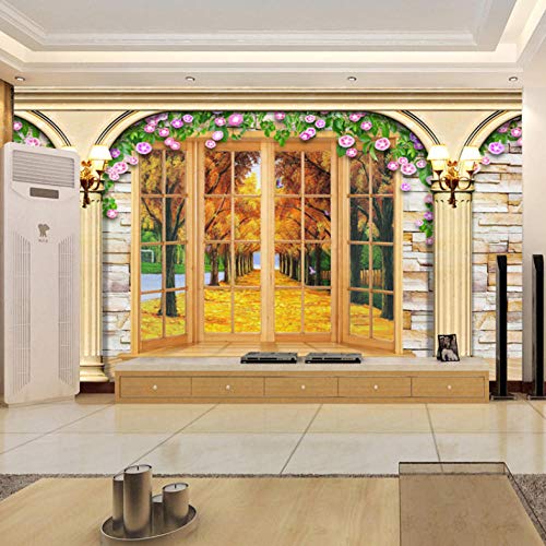 Preisvergleich Produktbild Kundenspezifische Wandlandschaftsgoldalleen-Blumentapet... Hotellobbydekoration 300cm (W) x 200cm (H) (9'8 '' x 6'5 '') ft