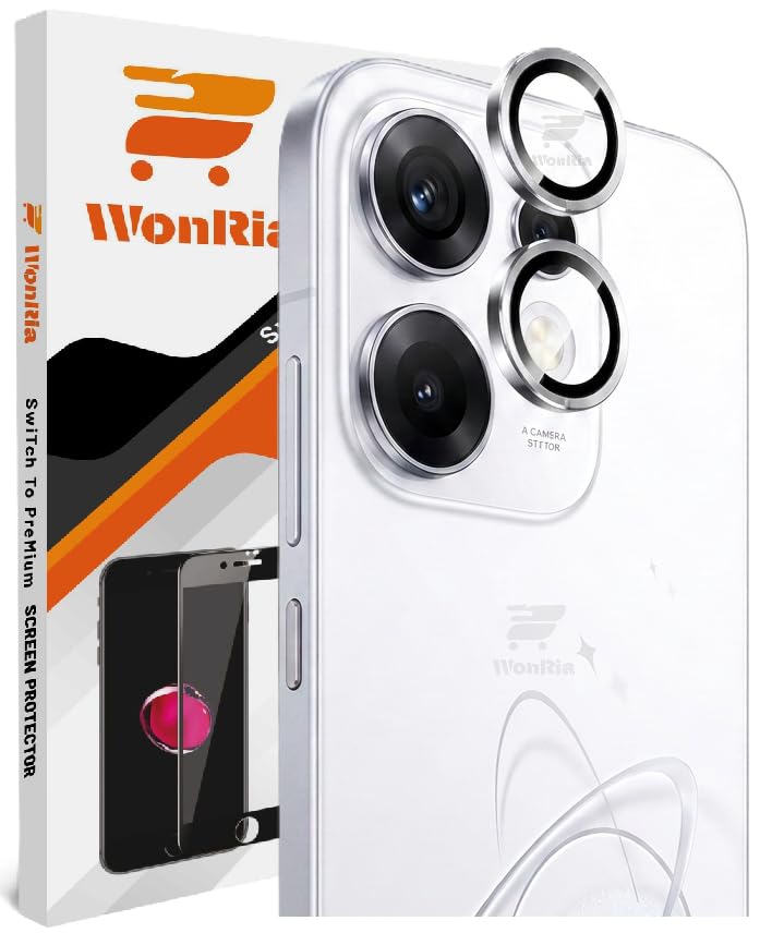 Image of WonRia Pack 2 - Camera Lens Protector Ring for Reno 16 5G Camera Aluminum Alloy Rings, Ultra-HD Metal Frame- Silver