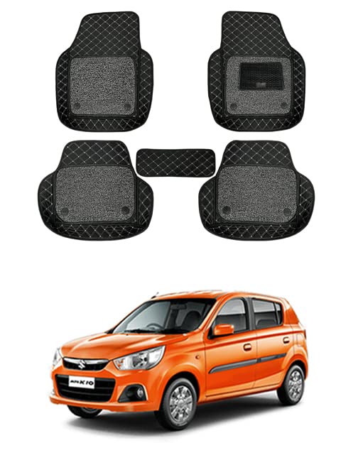 RKPSP Waterproof & Luxury 7D Black Leatherite Universal Bucket Car Mat