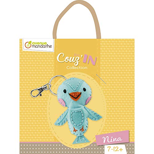 Avenue Mandarine kc048 C Juego Mini couz 'in, ideal para niños a partir de 6 años, con 1 llavero, vorgelochte Fell Elementos, aguja de relleno (, 1 de plástico, 3 carretes de hilo, 1 juego, Nina