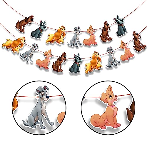 Image of Lady and The Trmp Garland Decorations - Classic Cartoon Theme Birthday Party Supplies - Inspired Hanging Banner for Adults - Perfect for Baby Showers, Family Celebrations, and Themed Parties