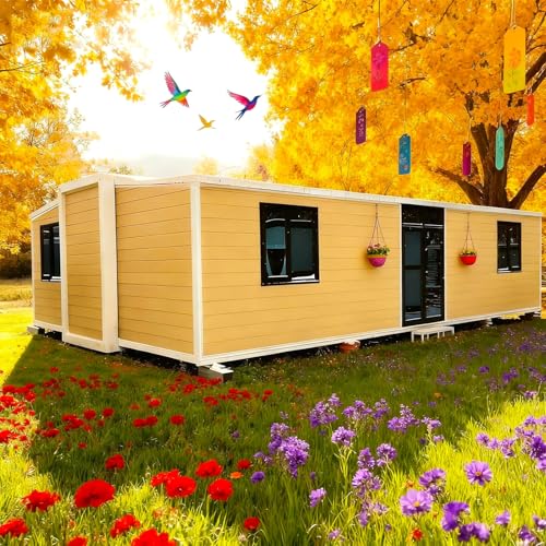 Customized Modern 40FT Tiny Houses to Live in for Adults, Mobile Expandable Prefab Tiny Home for Sale with 2/3 Bedrooms, Kitchen, Bathroom | Luxury Prefabricated Modular Container House Kit