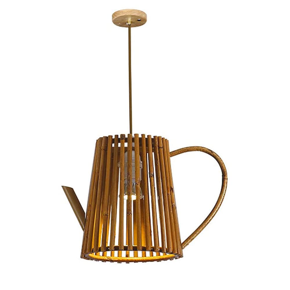 Lámpara colgante de bambú para iluminar la mesa de la cocina con suavidad