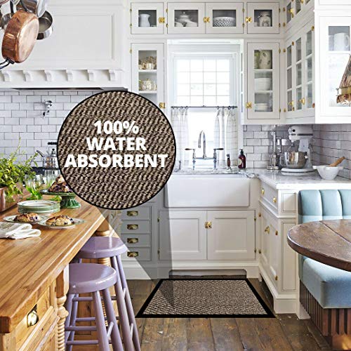 Image of Doormat Dirt Trapper For Indoor & Outdoor Black Grey Washable Barrier Mat Heavy Duty Non - Slip Door Entrance Mat Kitchen Runner Super Absorbent Door Mat Indoor (Beige, 40 x 60 cm)