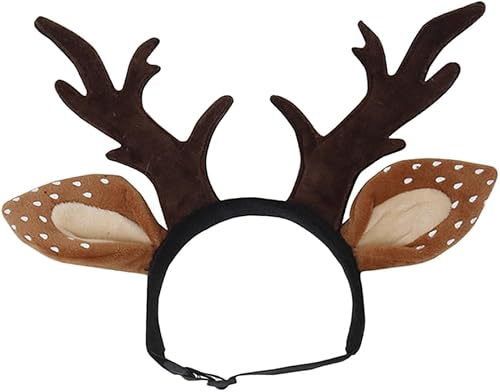 Miniatura 1 de Hemobllo Diadema de cuernos de reno para perro, alce, reno, para Navidad, perro, gato, mascota, disfraz de Navidad, accesorios para la cabeza para