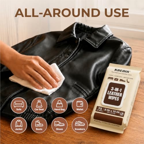 Kreair 3in1 Leather Wipes 75 Count