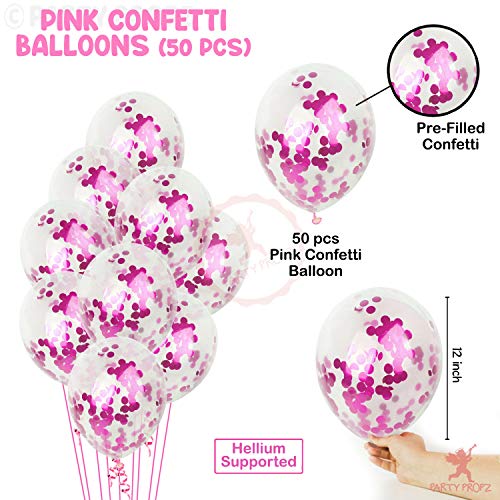 Image of Party Propz Rubber Pack Of 50 Pcs Pink Confetti Balloons For Girls Birthday Decoration /Birthday Decoration