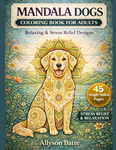 Dog Mandala Coloring Book for Adults: 45 Unique Dog Designs with Intricate Patterns, Breeds, and Relaxing Scenes image 2