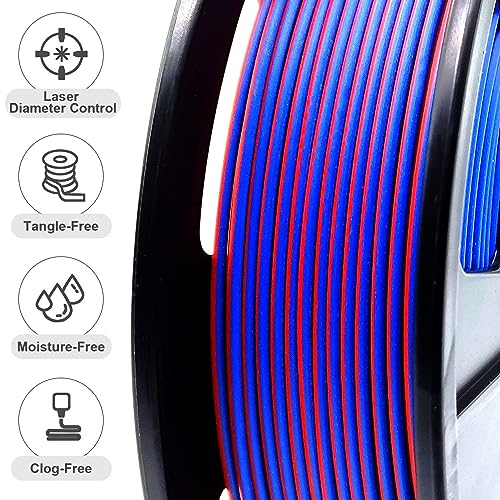 Image of Reprapper 4X 250g Color Pack, Dual Color Filament Coextrusion PLA Filament 1.75mm for 3D Printer, 4 x 250g Spools Matte Red /Blue, Matte Purple /Green, Silk Red /Blue, Silk Purple /Green