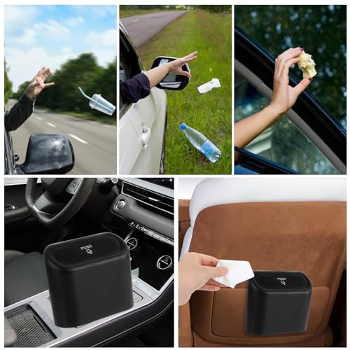 Image of 2 Packs Car Trash Can Bin with Lid,Including 4 Rolls Trash Bags and 2 Hooks,Mini Garbage Bin 2 Packs Universal Leakproof Automotive Garbage Cans for Auto Office Bedroom Home