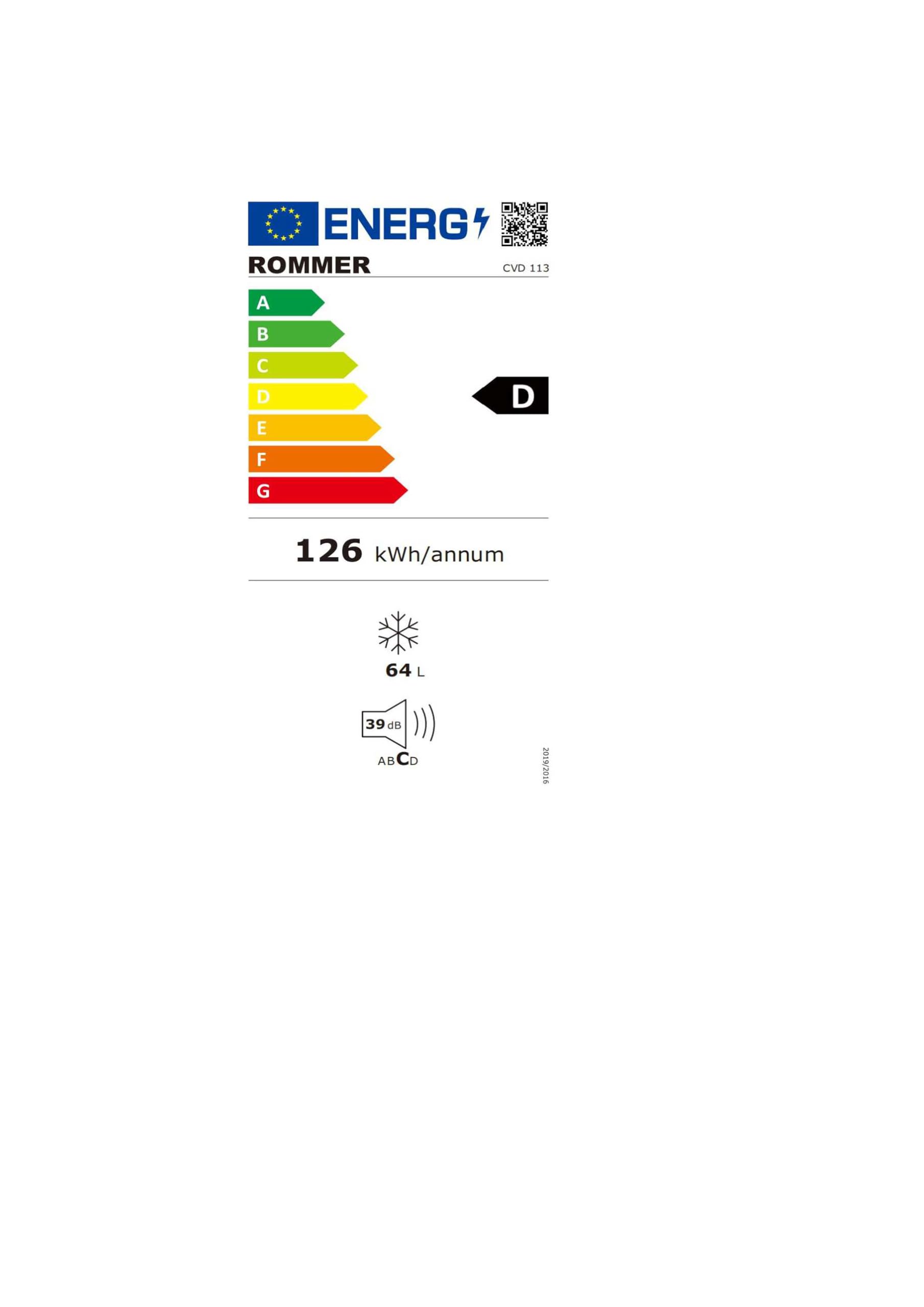 Congelador Vertical Rommer CVD 113, Capacidad 64 Litros, color Blanco