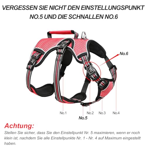 Image of HEELE Dog Harness, Escape Proof Dog Harness, Release on Neck, No Pull Reflective Adjustable Vest with Durable Handle, Dog Harness for Outdoor Training Walking, Dog Harness for Big /Active Dogs, XL